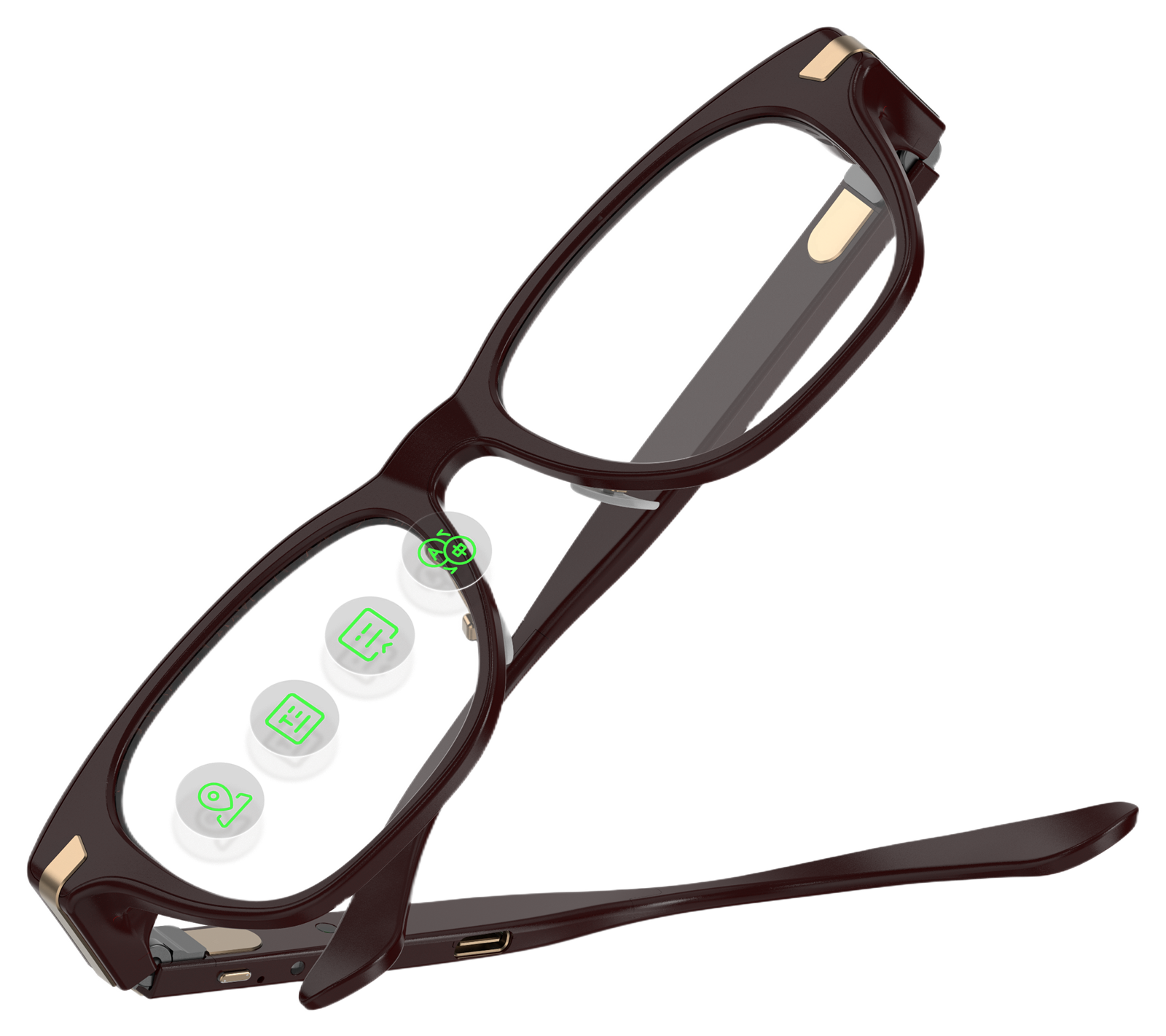 SmartXY AR99 brown volume-holographic waveguide AR glasses product render