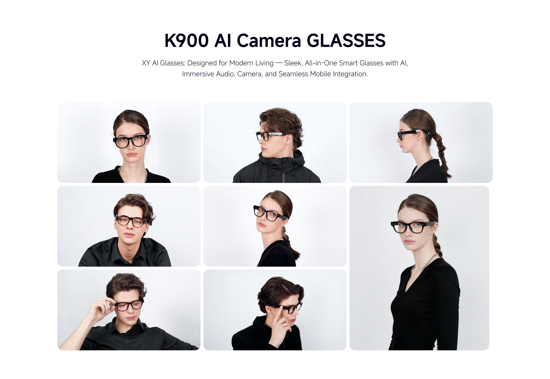 K900 AI camera and open-ear audio smart glasses lifestyle gallery