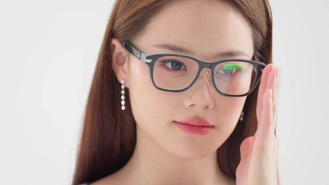 AR99 square-frame eyewear reference worn with prescription-style lenses